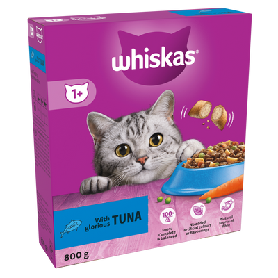 WHISKAS 1+ Tuna Adult Dry Cat Food 800g